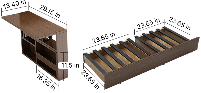 Spacely Versatile Sofa Bed measurements side table and bed base